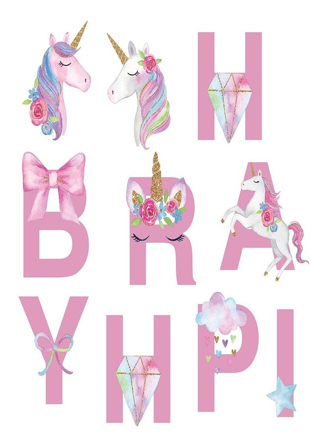 CC HOME Unicorn Happy Birthday Banner/Unicorn Party Supplies Decorations for Kids Birthday Party Decoration,Pink - Image 3